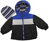 Infant Boy Heavyweight Navy Blue & Gray Puffer Jacket/Coat - London Fog 12M