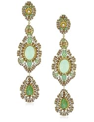 Miguel Ases Peridot Quartz and Brown Garnet Quartz Long Drop Earrings