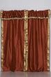 Pair Rust sari curtains with attached beaded valance
