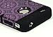 Bastex Heavy Duty Hybrid Case for iPhone 4, 4s, 4th Generation - Black Silicone / Purple Swirls & Circles Antique Design Hard Shell