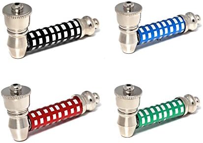 Metal Tobacco Accessory (2.75") with Built-in Screen and Screw On Cap - 4 Color Multipack (Black, Blue, Green, Red)