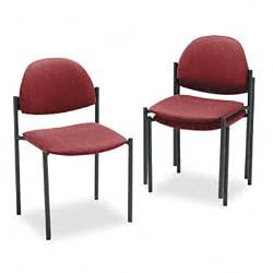 Global Comet Armless Stacking Chairs, Burgundy Olefin Fabric, Three/Carton