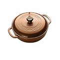 Enamel Coated Cast Iron 3-qt. Covered Casserole- Brown