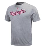 MLB Men's Washington Nationals Official Road Wordmark Short Sleeve Basic Tee (Steel Heather, Large)
