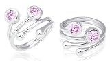Round Pink Cz Toe/Pinky Ring Sterling Silver