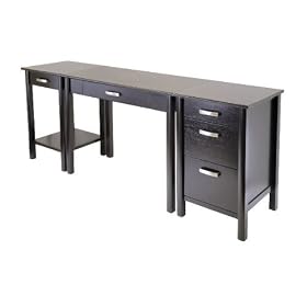 Liso Desk with Stand and Cabinet - Espresso