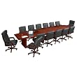 20' Conference Table with 16 Leather Chairs