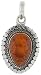 Sterling Silver Oxidized Pear-shaped Pendant w/ 15 x 10 Cabochon Cut Russian Baltic Amber Stone, 7/8 (22mm) tall