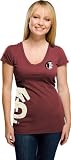 Florida State Seminoles Womens Burgundy Cossett Mascot Deep V-Neck Tee