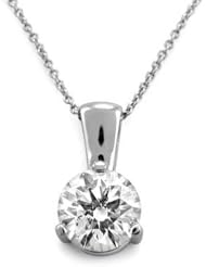 1/2 Carat 3 Prong Solitaire Basket Diamond Pendant Necklace Platinum (I, SI2, 0.5 ctw) w/ chain