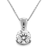 1 1/2 Carat Solitaire 3 Prong Diamond Pendant in 14K White/Yellow Gold with a 1.5 Carat J Color I1 Clarity Round Cut w/ 16" silver chain