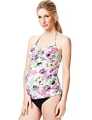 Maternity Halterneck Mirror Floral Tankini Top