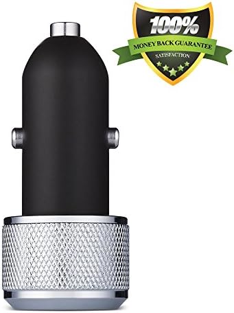 1 DAY SALE ONLY! - Virtiu Dual USB Car Charger - Black/Silver LUXURIOUS Design with SMART POWER SUPPLY - For Apple iPhone 6/6 Plus, 5/5S, 4/4S, iPad, iPods, Samsung Galaxy S5/S4, Tablets and Android Devices - AESTHETIC Silver Aluminum Engraving - HIGH GRADE QUALITY That YOU DESERVE - 100% Satisfaction Guaranteed