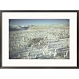 Reindeer stampede past larch trees in the Siberian subarctic taiga Subject Framed Art Poster Print by Dean Conger, 29x21