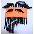 New 25pc SAE METRIC Ball Hex Key Allen Wrench Set Tools