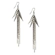 LONG 4" Silvertone Cone and Chain Dangle Earrings Fashion Jewelry