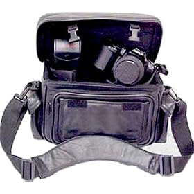 Black Leather Camcorder and Camera Bag by Amerileather