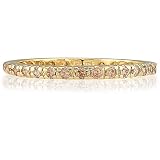 Gold Vermeil Round Champagne Cubic Zirconia CZ Eternity Band Ring - Ideal Gift For Mother Day, Anniversary, Engagement, Wedding, Birthday, For Her