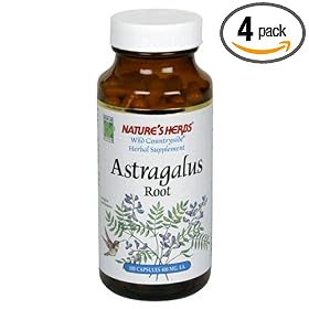 Twinlab Nature's Herbs Astragalus Root 400mg, 100 Capsules (Pack of 4)