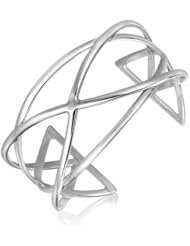 Sterling Silver Rhodium Plated Linked Wire Style Dome Bangle