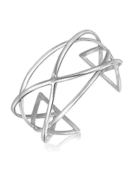Sterling Silver Rhodium Plated Linked Wire Style Dome Bangle
