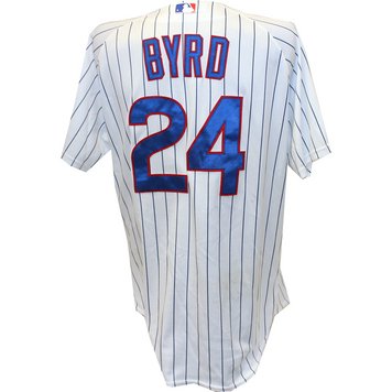 Marlon Byrd Jersey - Chicago Cubs 2011 Game Worn #24 Pinstripe Cool Base Jersey (50)
