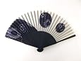 Japanese Silk Handheld Fan, Deep Purple Drops with Flowers HF66