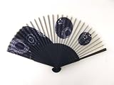 Japanese Silk Handheld Fan, Deep Purple Drops with Flowers HF66