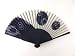 Japanese Silk Handheld Fan, Deep Purple Drops with Flowers HF66