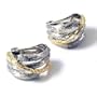 Beautiful Bala Gold/Silver Tone Textured 4 Lined Twisted Clip-On Hoop Earrings (299)