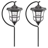 Malibu Outdoor One-Light Solar-Powered Carriage Light, Black Metal, 2-Pack #LZ14001H2