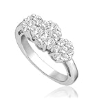 1.00cttw Natural White Round Diamond (SI-Clarity GH-Color) Floral Ring in 14K White Gold