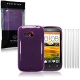 HTC Desire C Purple TPU Gel Skin Case / Cover + 6-in-1 Screen Protectorby Terrapin