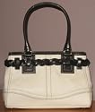 COACH HAMPTONS LEATHER CARRYALL HANDBAGS SATCHEL 13084 - White/black