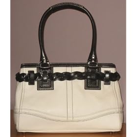COACH HAMPTONS LEATHER CARRYALL HANDBAGS SATCHEL 13084 - White/black