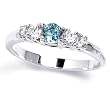 Stunning Solid Sterling Silver Cubic Zirconia Ring with Round Cubic Zirconia and Blue Topaz Semi-Precious Stones