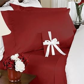 Egyptian Bedding 300 Thread Count Egyptian Cotton Duvet Set and 2 Shams, California King, Red Solid
