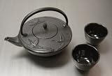 Japanese Cast Iron Tea Pot Set/Black Crane 24 oz