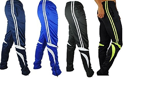 Kids Skinny Soccer Pants Training Sweat Sport Gym Athletic Tight Fit (YOUTH-S, BLACK/WHITE)