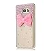 Note 5 Case, Galaxy Note 5 Case - Mavis's Diary 3D Handmade Bling Crystal Lovely Cute Pink Bow with Shiny Pink Diamonds Gems Clear Cover Hard PC Case for Samsung Galaxy Note 5 & Clean Cloth