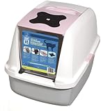 Catit Hooded Cat Litter Pan, White/Pink