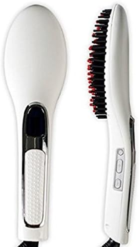 GoldmineBeauty Heated Ceramic Plates Hair Straightening Brush - White