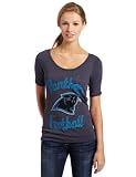 NFL Carolina Panthers Heather Vintage Thermal Sleeve Athletic Tee, Women's Black Wash, Medium