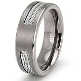 7.0mm Titanium Ring with Stainless Steel Cables - Size 9