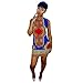 Rumas® Women African Print Dress Casual Straight Bohemia Sleeveless Mini Dresses