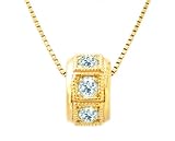 14K Yellow or White Gold Stackable Birthstone Roundel Pendant-Aquamarine , Chain- NOT included