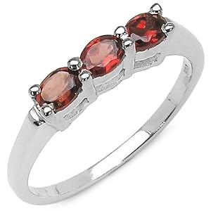 0.80 Carat Genuine Garnet Sterling Silver Ring
