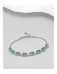 Forest Green CZ Bracelet In 92.5 Sterling Silver