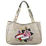Ed Hardy Gina Eternal Love Satchel Bag - Silver