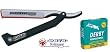 DOVO Shavette Straight Razor with Red Holder and FREE 100 DERBY Professional Single Edge Blades